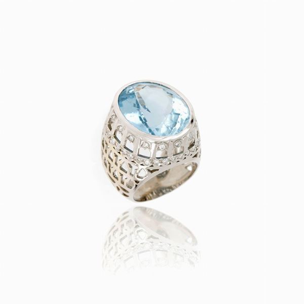 Gold topaz and diamond ring