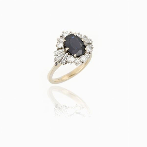 Sapphire and diamond gold ring