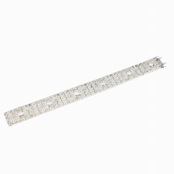 Bracciale platino diamanti   - Asta GIOIELLI, OROLOGI E LUXURY GOODS - Faraone Casa d'Aste