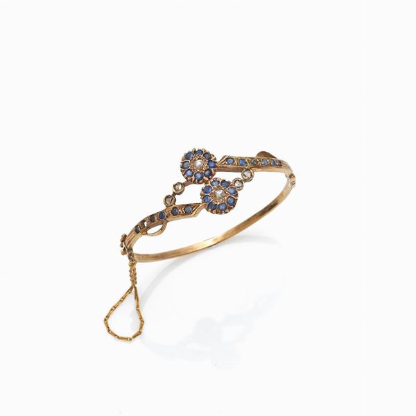 Bracciale oro 9Kt diamanti e zaffiri   - Asta GIOIELLI E OROLOGI - Faraone Casa d'Aste