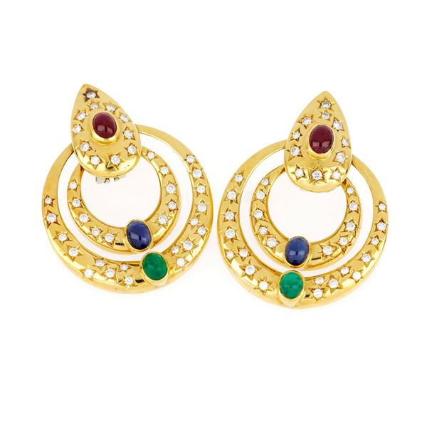 Earrings diamonds rubies sapphires emeralds