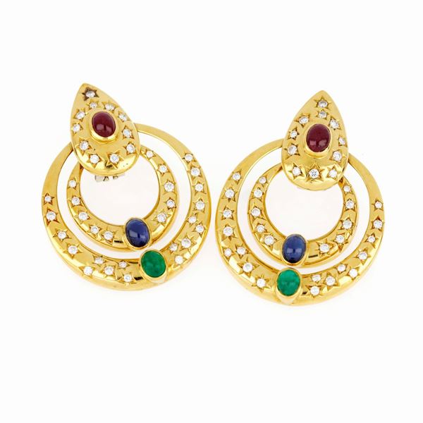 Earrings diamonds rubies sapphires emeralds