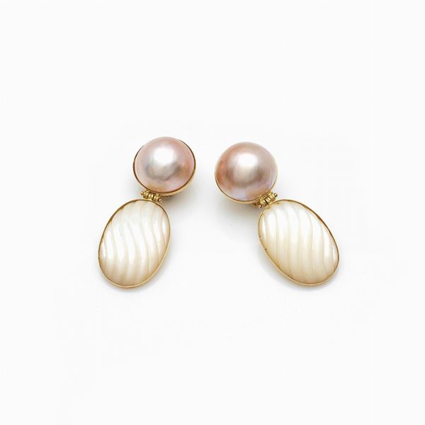 Gold and mother of pearl earrings