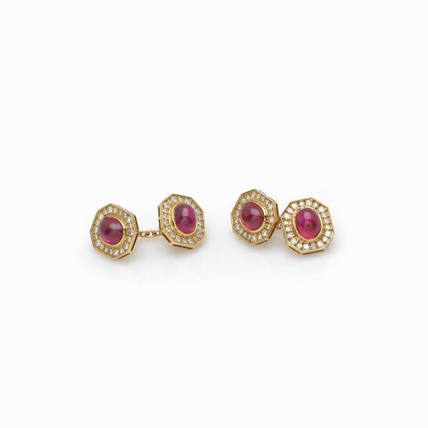 Van Cleef &amp; Arpels : Gemelli Van Cleef & Arpels rubini diamanti  - Asta GIOIELLI, OROLOGI E LUXURY GOODS - Faraone Casa d'Aste