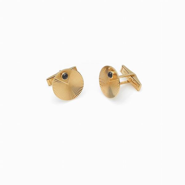 Tiffany - Tiffany&Co gold sapphire cufflinks