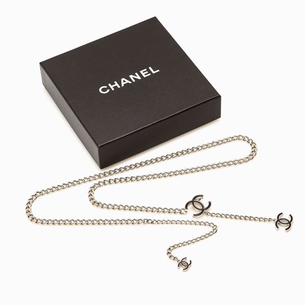 chanel necklace cc silver