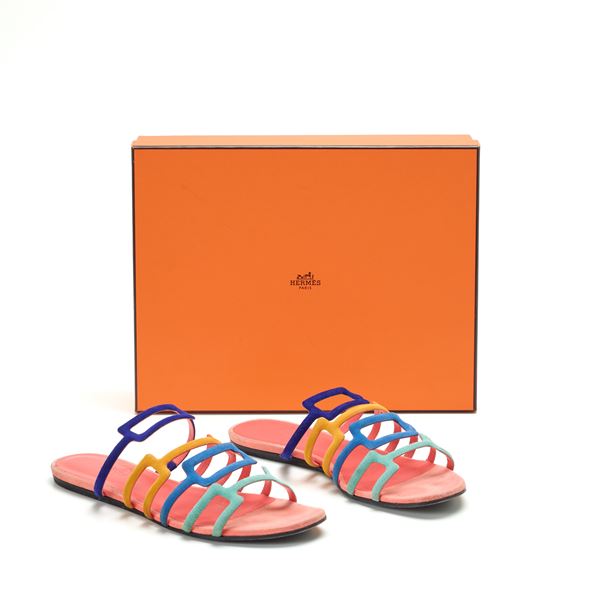 Hermes : Sandalo Hermès multicolor  - Asta GIOIELLI OROLOGI E LUXURY GOODS  [..]