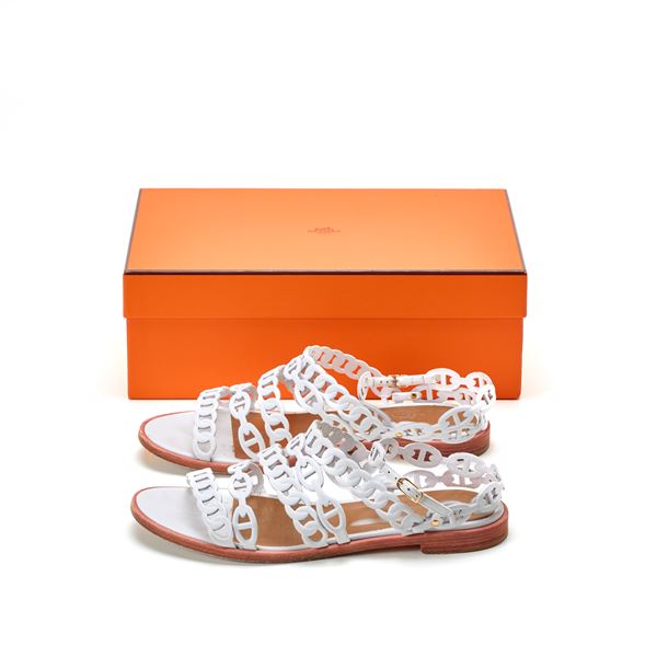Hermes - Sandalo Hermès pelle bianca