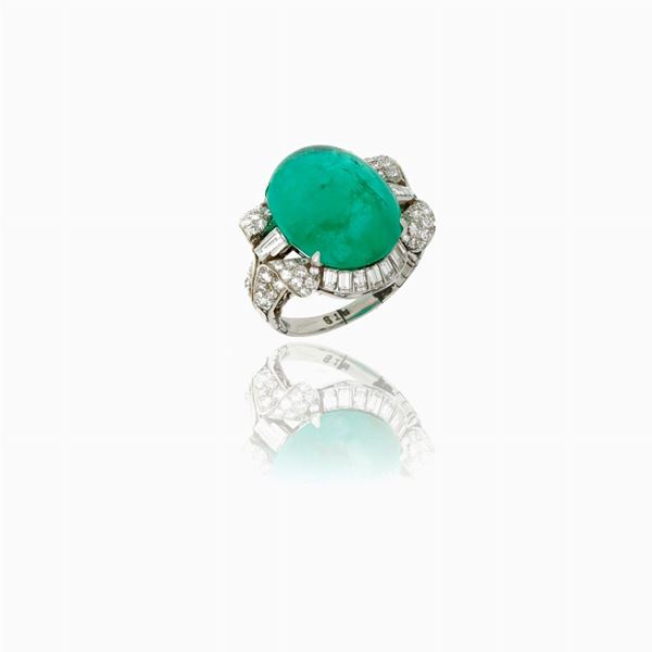 Anello smeraldo diamanti  - Asta GIOIELLI, OROLOGI E LUXURY GOODS - Faraone Casa d'Aste