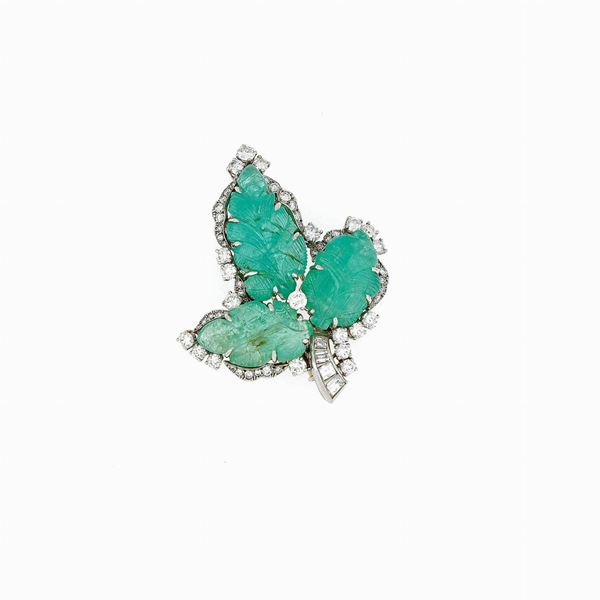 Emerald Diamond Brooch