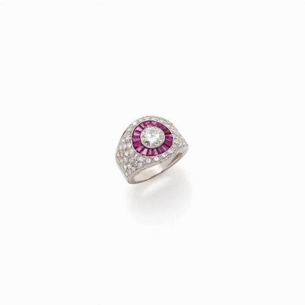 Anello in platino con diamante
