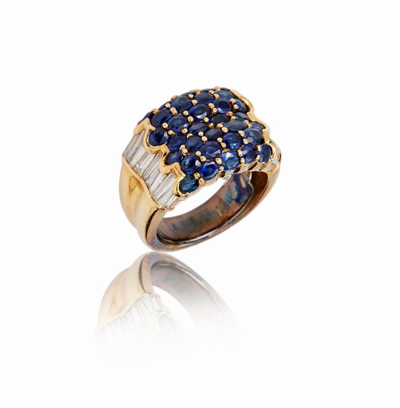 Anello Oro Zaffiri e Diamanti