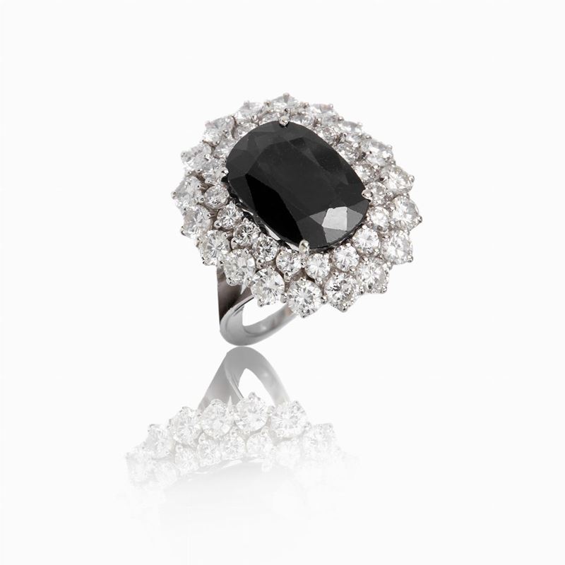 Anello Zaffiro e Diamanti