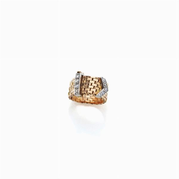 Anello in oro rosa e bianco  - Asta Gioielli e orologi del XX secolo - Faraone Casa d'Aste