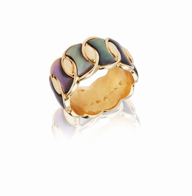 Anello Faraone Oro Madreperla Diamanti