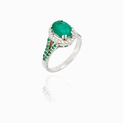 Anello Oro Smeraldi e Diamanti