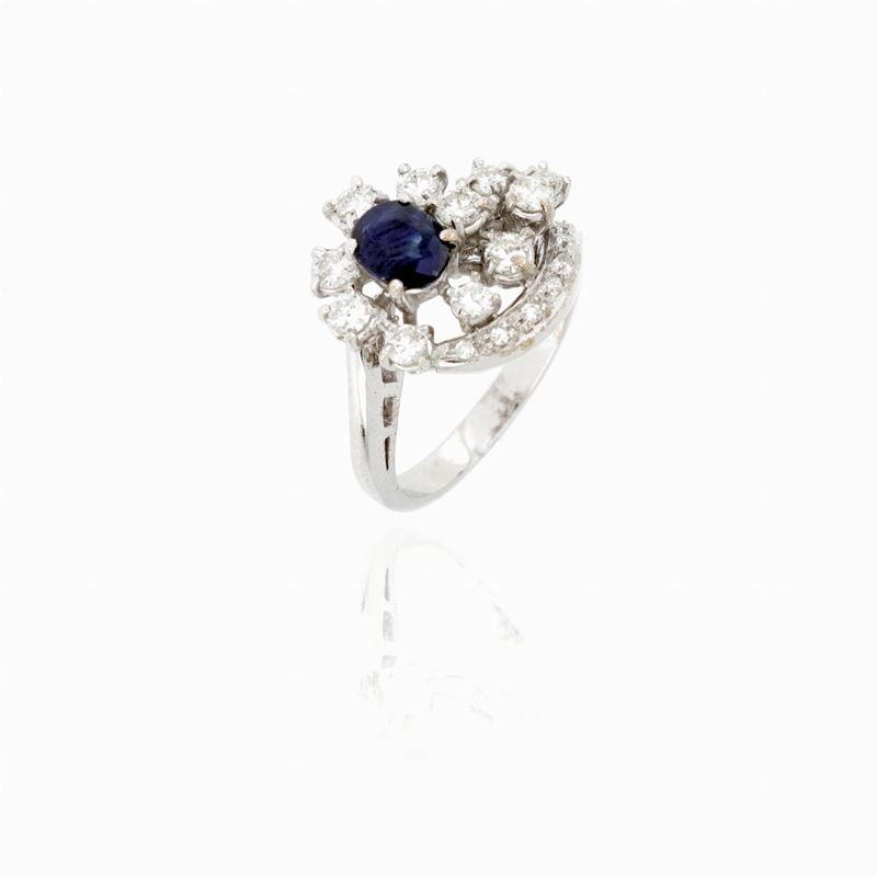 Anello Oro Diamanti Zaffiro