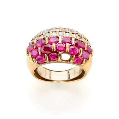 Anello Oro Rubini e Diamanti