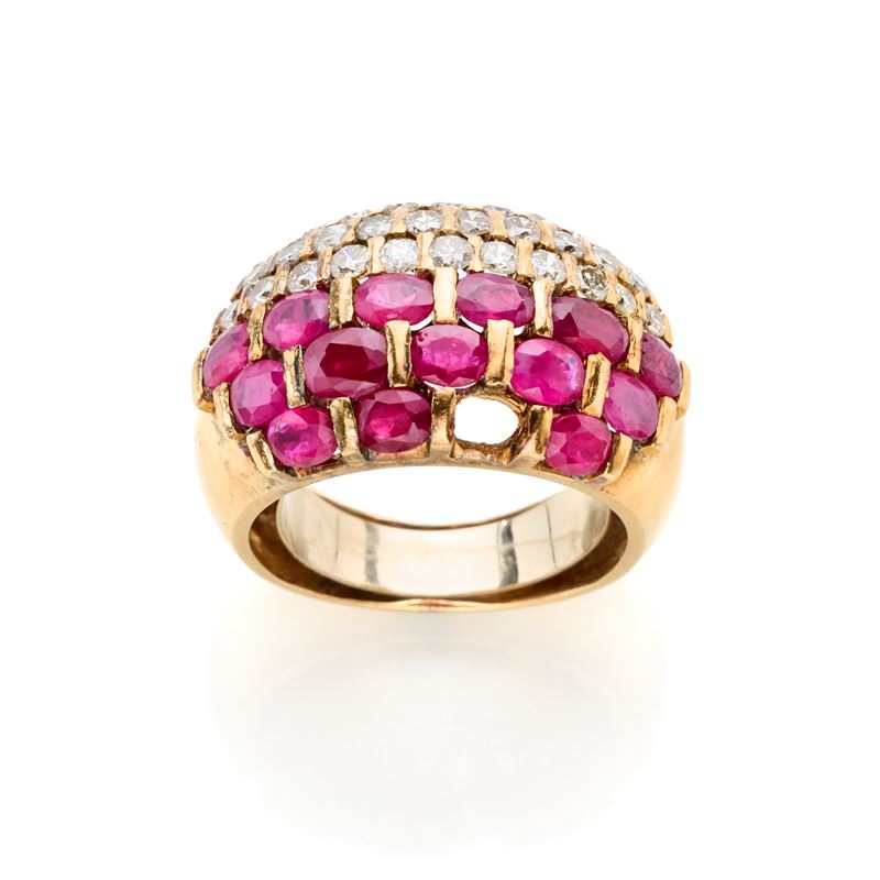 Anello Oro Rubini e Diamanti