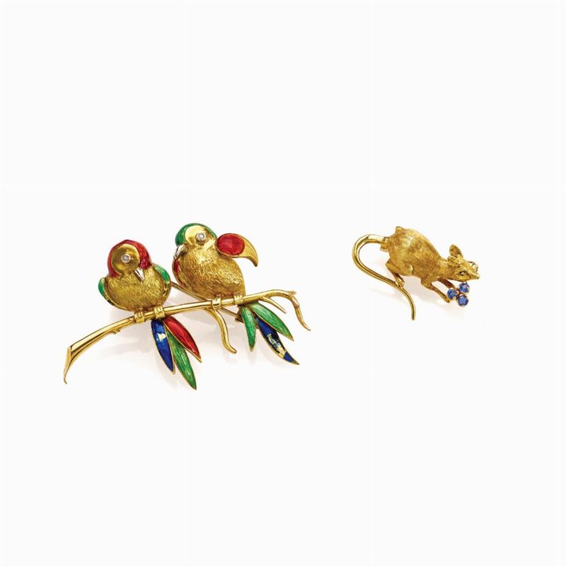 Set Composto da Due Spille in Oro