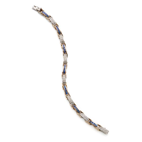 Bracciale oro rosa bianco zaffiri e diamanti
