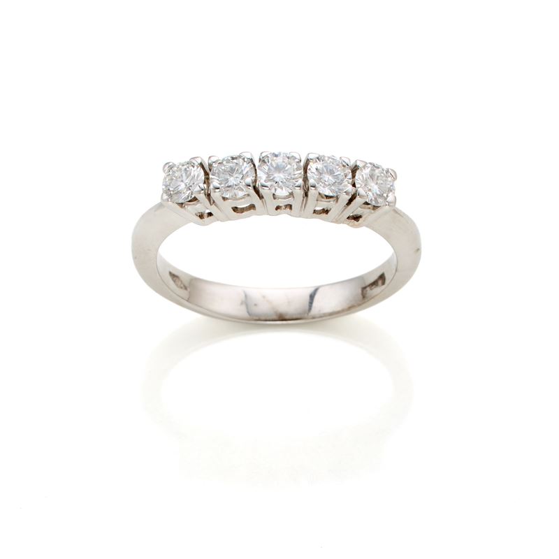 Anello Oro Bianco e Diamanti