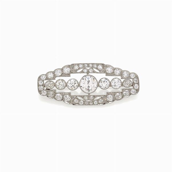 Belle Epoque platinum and diamonds brooch  - Auction GIOIELLI OROLOGI E LUXURY GOODS - Faraone Casa d'Aste
