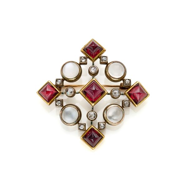 Silver gold brooch