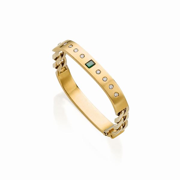 Spallanzani gold bracelet with diamonds and emeralds  - Auction GIOIELLI OROLOGI E LUXURY GOODS - Faraone Casa d'Aste