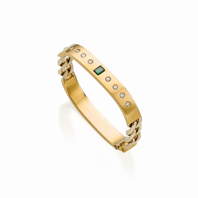 Bracciale Spallanzani in Oro con Diamanti e Smeraldi