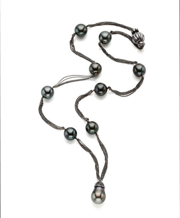 Tahiti pearl necklace  - Auction GIOIELLI OROLOGI E LUXURY GOODS - Faraone Casa d'Aste
