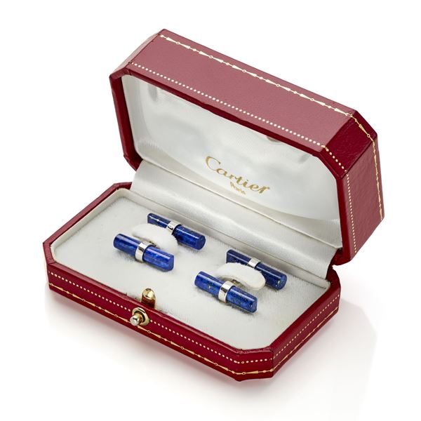Cartier : Cartier cufflinks white gold and lapis  - Auction GIOIELLI OROLOGI E LUXURY GOODS - Faraone Casa d'Aste