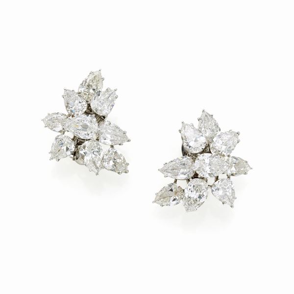 Orecchini  in platino e oro con diamanti 