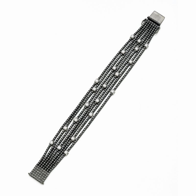 Bracciale Crieri in Oro Bianco e Diamanti Neri