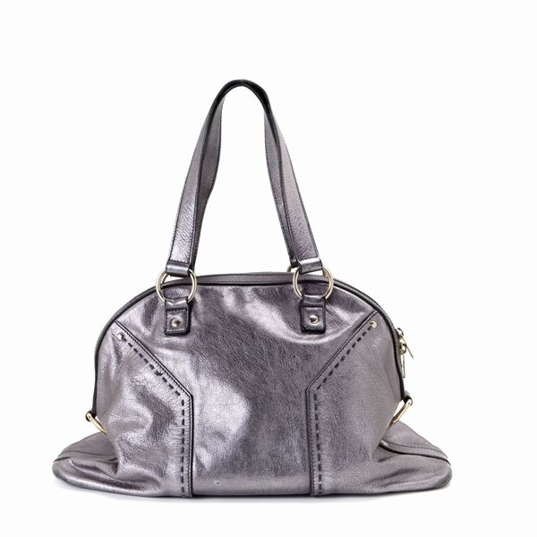 Yves Saint Laurent - Borsa YSL pelle argentata