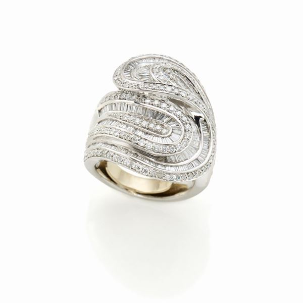Anello oro bianco con diamanti