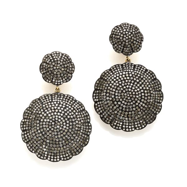 Silver earrings with diamonds   - Auction GIOIELLI, OROLOGI E LUXURY GOODS - Faraone Casa d'Aste