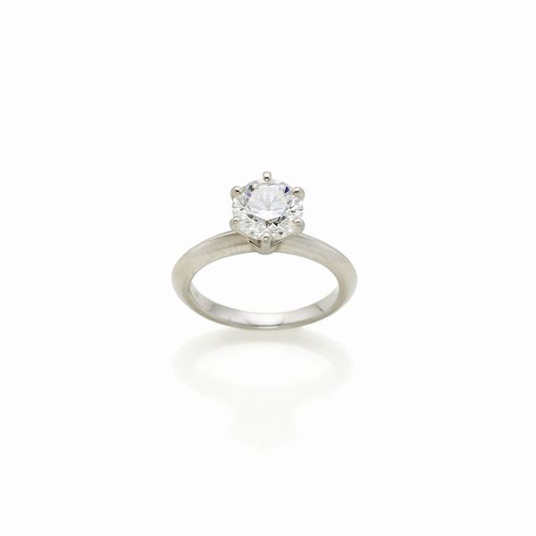 Tiffany : Anello Tiffany in platino e diamante    - Asta GIOIELLI OROLOGI E LUXURY GOODS - Faraone Casa d'Aste