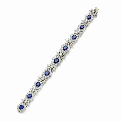 Bracciale in Platino con Zaffiri e Diamanti