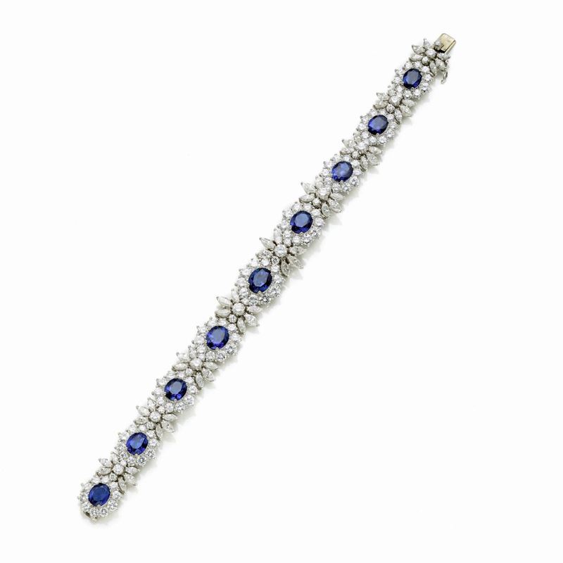 Bracciale in Platino con Zaffiri e Diamanti