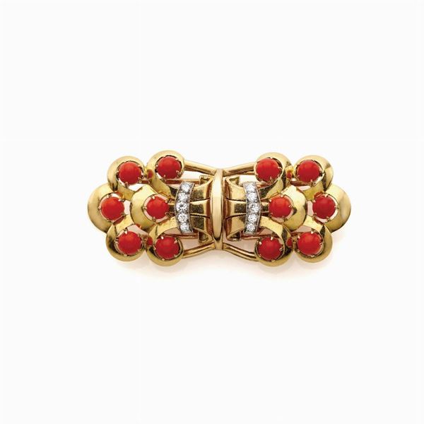 Spilla doppia clip  - Auction Gioielli e orologi del XX secolo - Faraone Casa d'Aste