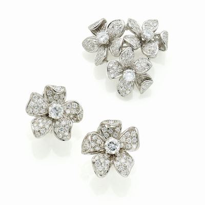 Orecchini e Spilla in Oro e Diamanti