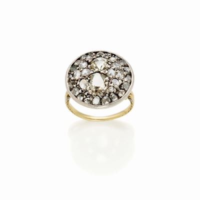 Anello in Oro e Argento con Diamanti