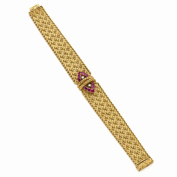 Bracciale in oro con rubini e diamanti  - Asta GIOIELLI OROLOGI E LUXURY GOODS - Faraone Casa d'Aste