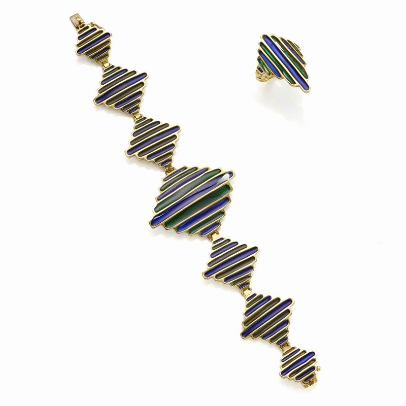 Bracciale ed Anello Oro e Smalti (difetti allo Smalto)