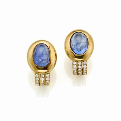 Orecchini in Oro con Zaffiri e Diamanti