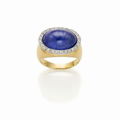 Anello Oro con Tanzanite e Diamanti