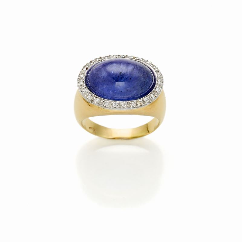 Anello Oro con Tanzanite e Diamanti