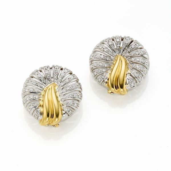 Gold and diamond earrings