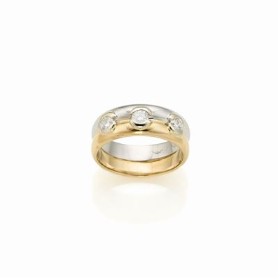Anello in Oro, Platino e Diamanti